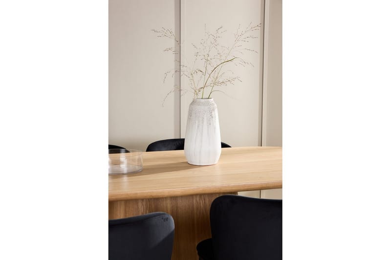 Spisegruppe Stjärnö 200x90 cm Natur med 6 stk Edina Stoler Svart - Svart - Møbler - Bord - Spisegrupper