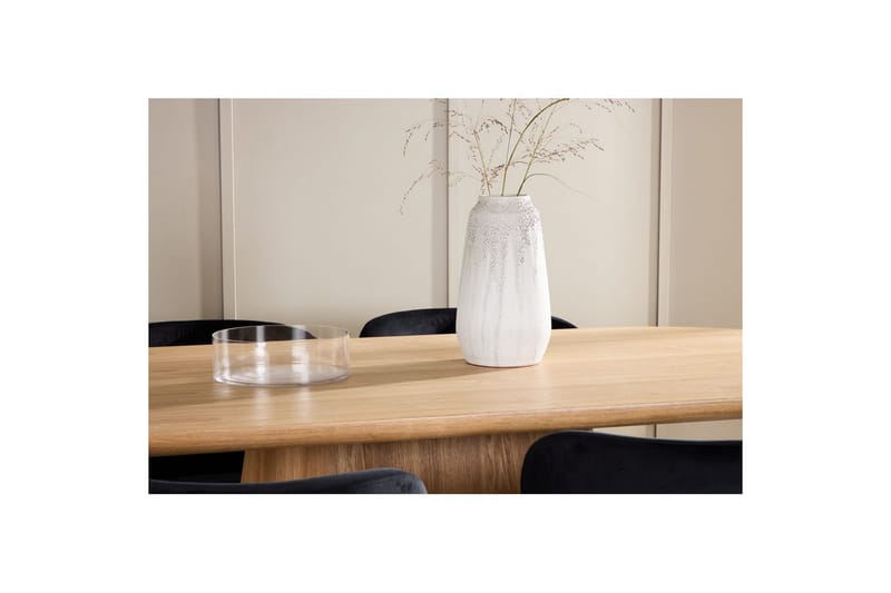 Spisegruppe Stjärnö 200x90 cm Natur med 6 stk Edina Stoler Svart - Svart - Møbler - Bord - Spisegrupper