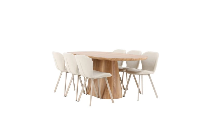 Spisegruppe Stjärnö 200x90 cm Natur med 6 stk Lilja Stoler - Møbler - Bord - Spisegrupper