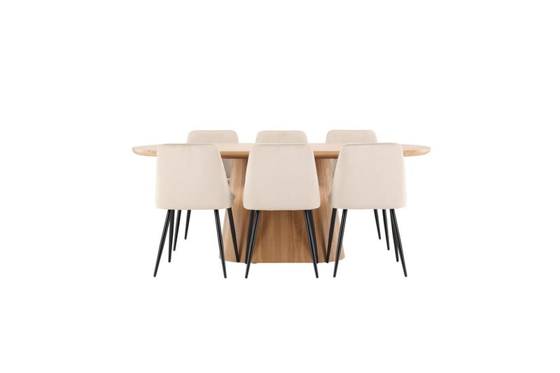 Spisegruppe Stjärnö 200x90 cm Natur med 6 stk Night Stoler - Møbler - Bord - Spisegrupper