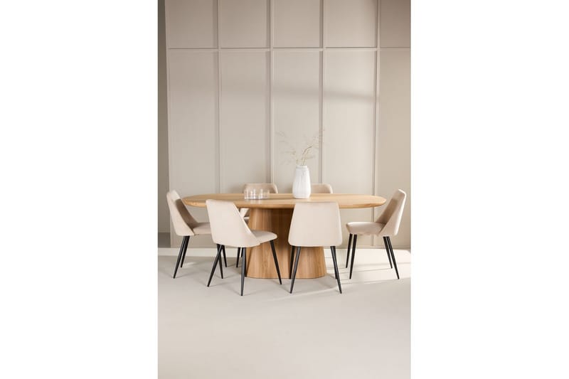 Spisegruppe Stjärnö 200x90 cm Natur med 6 stk Night Stoler - Møbler - Bord - Spisegrupper