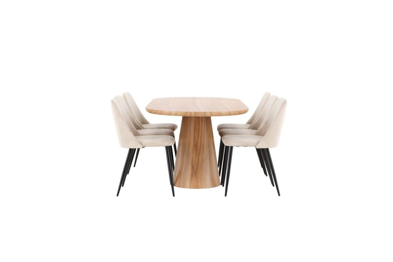 Spisegruppe Stjärnö 200x90 cm Natur med 6 stk Night Stoler - Møbler - Bord - Spisegrupper
