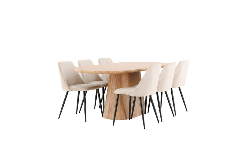 Spisegruppe Stjärnö 200x90 cm Natur med 6 stk Night Stoler - Møbler - Bord - Spisegrupper