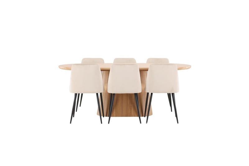 Spisegruppe Stjärnö 200x90 cm Natur med 6 stk Night Stoler - Møbler - Bord - Spisegrupper