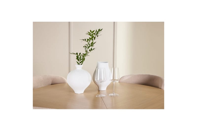 Spisegruppe Strada Rund 120/170 cm Hvit med Astoria Stoler 4 stk, Beige - 4 stk, Beige - Møbler - Bord - Spisegrupper