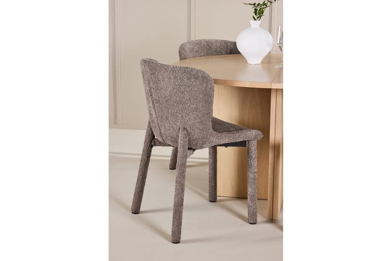 Spisegruppe Strada Rund 120/170 cm Hvit med Astoria Stoler 4 stk, Brun - 4 stk, Brun - Møbler - Bord - Spisegrupper