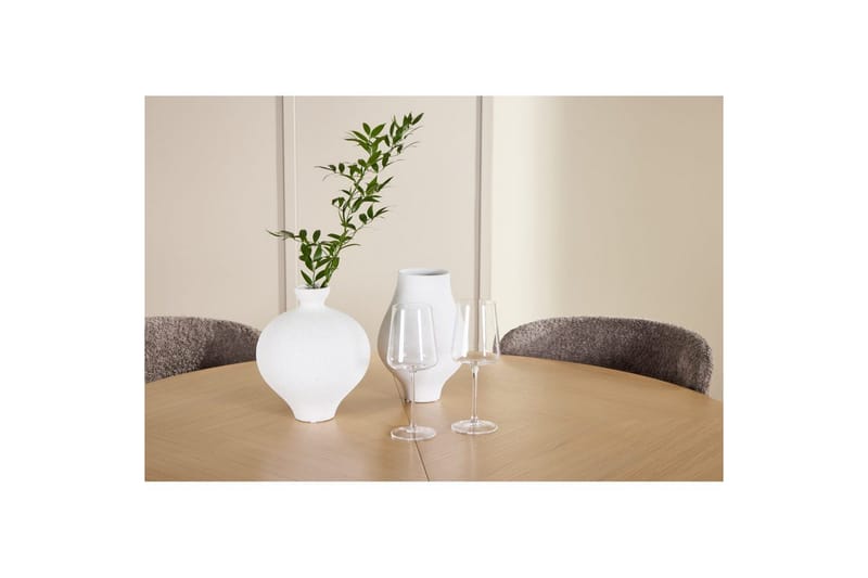 Spisegruppe Strada Rund 120/170 cm Hvit med Astoria Stoler 4 stk, Brun - 4 stk, Brun - Møbler - Bord - Spisegrupper