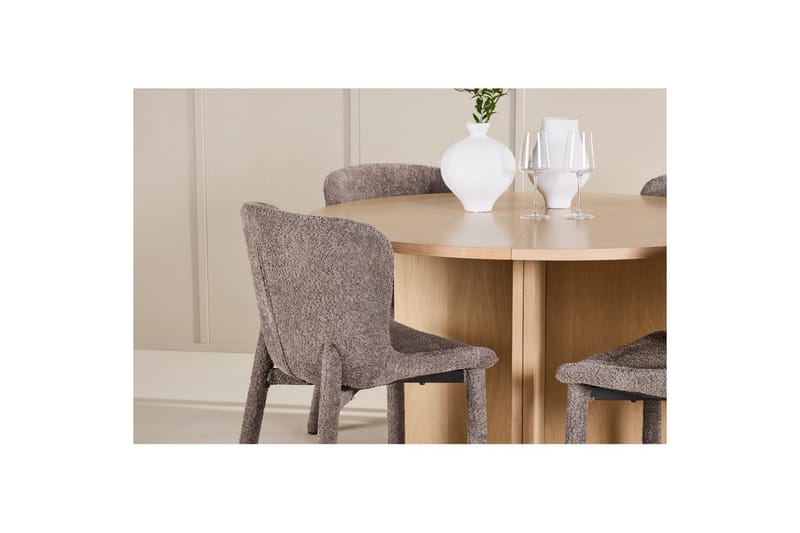 Spisegruppe Strada Rund 120/170 cm Hvit med Astoria Stoler 4 stk, Brun - 4 stk, Brun - Møbler - Bord - Spisegrupper