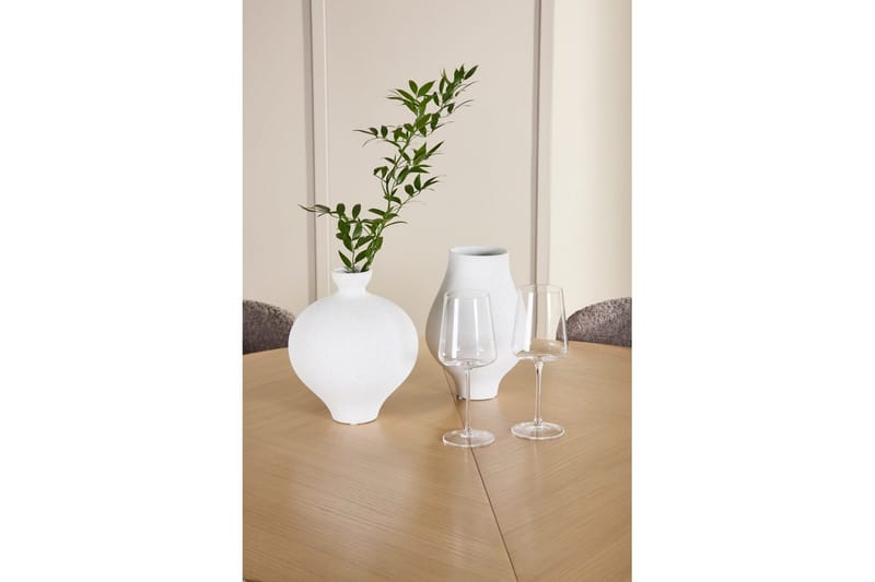 Spisegruppe Strada Rund 120/170 cm Hvit med Astoria Stoler 4 stk, Brun - 4 stk, Brun - Møbler - Bord - Spisegrupper