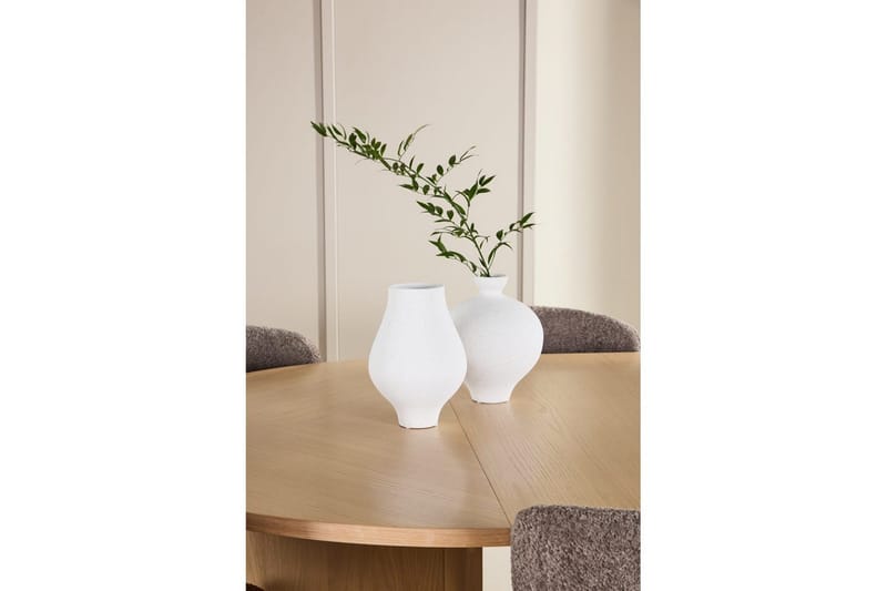 Spisegruppe Strada Rund 120/170 cm Hvit med Astoria Stoler 6 stk, Brun - 6 stk, Brun - Møbler - Bord - Spisegrupper