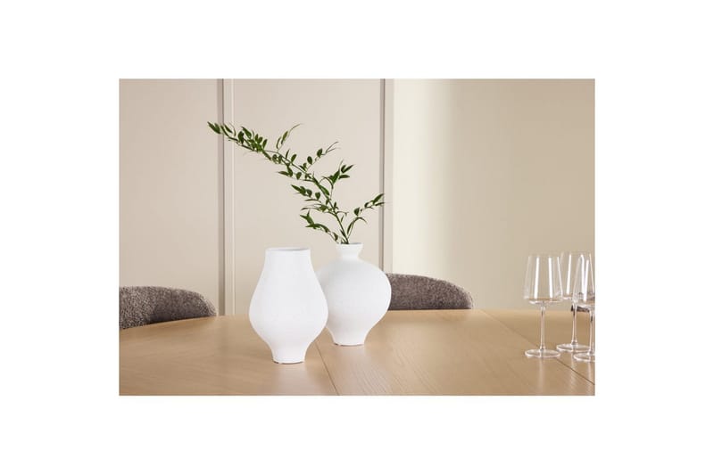 Spisegruppe Strada Rund 120/170 cm Hvit med Astoria Stoler 6 stk, Brun - 6 stk, Brun - Møbler - Bord - Spisegrupper