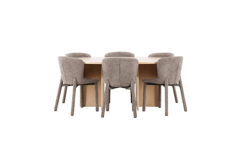Spisegruppe Strada Rund 120/170 cm Hvit med Astoria Stoler 6 stk, Brun - 6 stk, Brun - Møbler - Bord - Spisegrupper