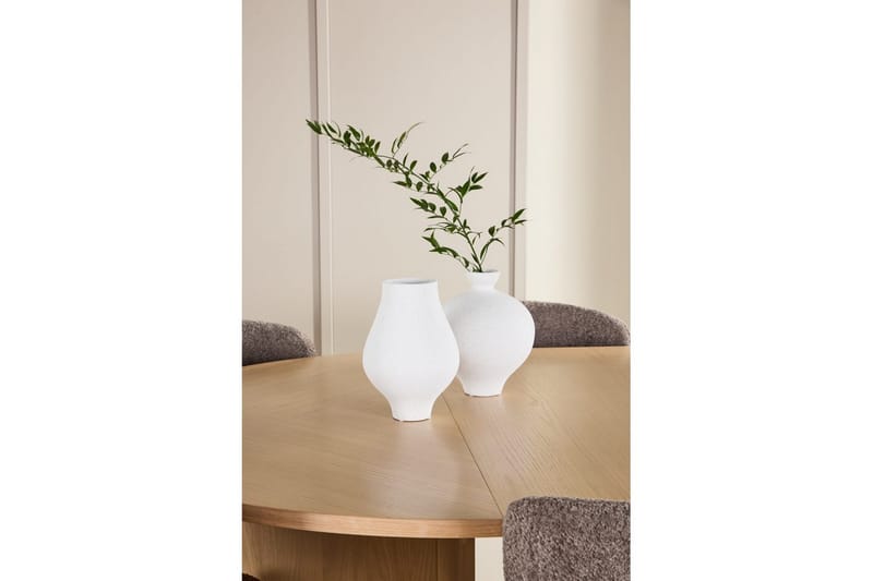 Spisegruppe Strada Rund 120/170 cm Hvit med Astoria Stoler 6 stk, Brun - 6 stk, Brun - Møbler - Bord - Spisegrupper
