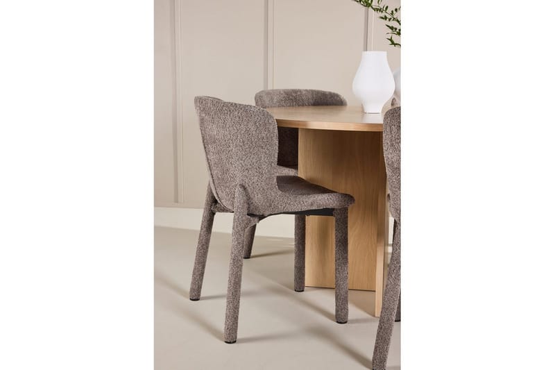 Spisegruppe Strada Rund 120/170 cm Hvit med Astoria Stoler 6 stk, Brun - 6 stk, Brun - Møbler - Bord - Spisegrupper