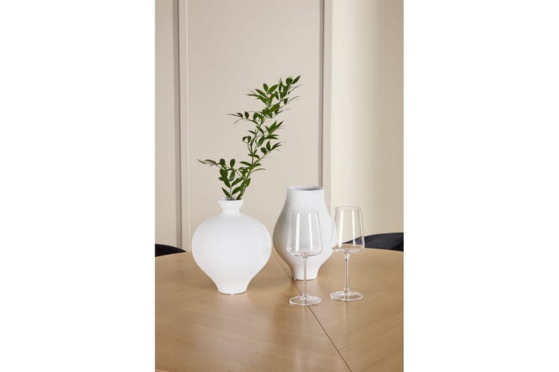 Spisegruppe Strada Rund 120/170 cm Hvit med Edina Stoler 4 stk, Svart - 4 stk, Svart - Møbler - Bord - Spisegrupper