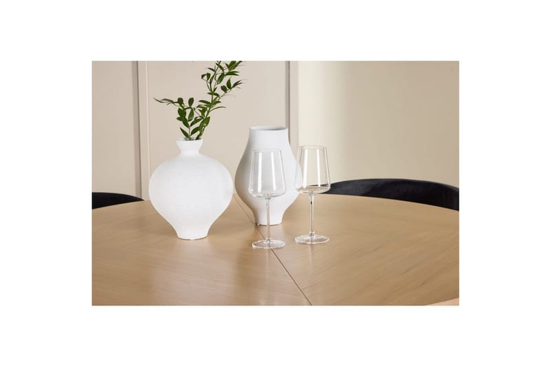 Spisegruppe Strada Rund 120/170 cm Hvit med Edina Stoler 4 stk, Svart - 4 stk, Svart - Møbler - Bord - Spisegrupper