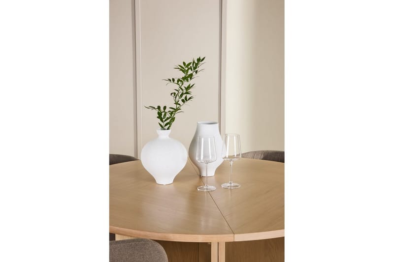 Spisegruppe Strada Rund 120/170 cm Hvit med Edina Stoler 4 stk, Svart / Brun - 4 stk, Svart / Brun - Møbler - Bord - Spisegrupper