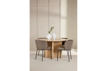 Spisegruppe Strada Rund 120/170 cm Hvit med Edina Stoler 4 stk, Svart / Brun - 4 stk, Svart / Brun - Møbler - Bord - Spisegrupper