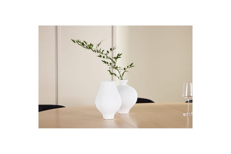 Spisegruppe Strada Rund 120/170 cm Hvit med Edina Stoler 6 stk, Svart - 6 stk, Svart - Møbler - Bord - Spisegrupper