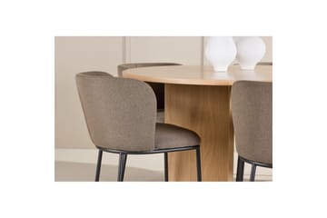 Spisegruppe Strada Rund 120/170 cm Hvit med Edina Stoler 6 stk, Svart / Brun - 6 stk, Svart / Brun - Møbler - Bord - Spisegrupper