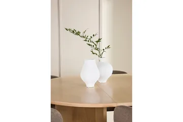 Spisegruppe Strada Rund 120/170 cm Hvit med Edina Stoler 6 stk, Svart / Brun - 6 stk, Svart / Brun - Møbler - Bord - Spisegrupper