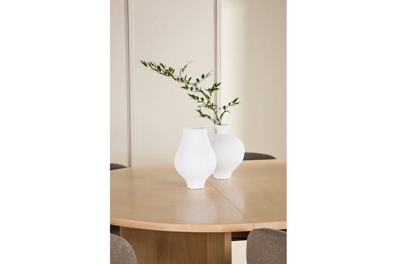 Spisegruppe Strada Rund 120/170 cm Hvit med Edina Stoler 6 stk, Svart / Brun - 6 stk, Svart / Brun - Møbler - Bord - Spisegrupper