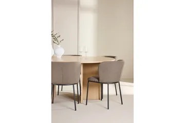 Spisegruppe Strada Rund 120/170 cm Hvit med Edina Stoler 6 stk, Svart / Brun - 6 stk, Svart / Brun - Møbler - Bord - Spisegrupper