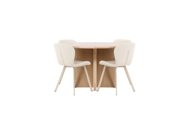 Spisegruppe Strada Rund 120/170 cm Hvit med Lilja Stoler 4 stk, 4 stk