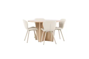 Spisegruppe Strada Rund 120/170 cm Hvit med Lilja Stoler 4 stk - 4 stk - Møbler - Bord - Spisegrupper