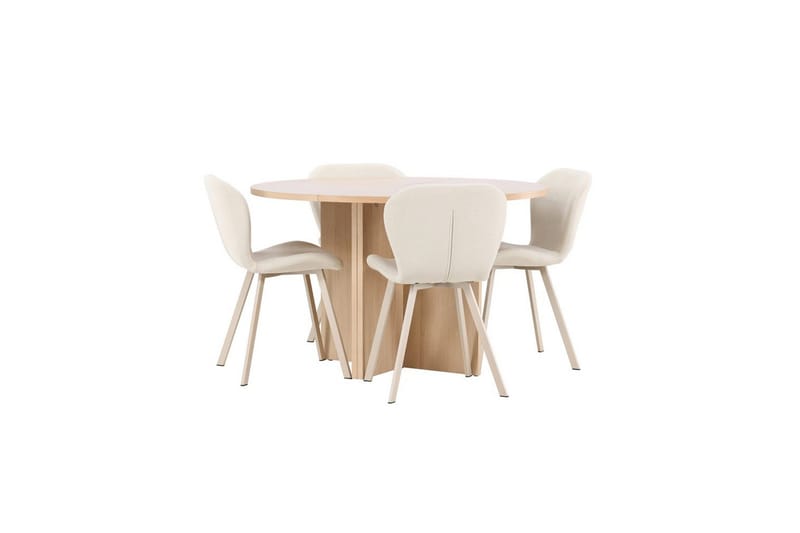 Spisegruppe Strada Rund 120/170 cm Hvit med Lilja Stoler 4 stk - 4 stk - Møbler - Bord - Spisegrupper