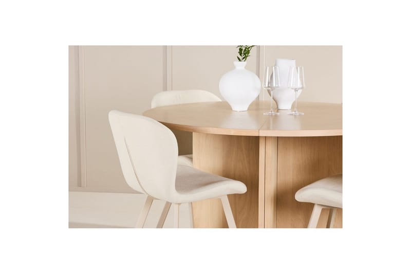 Spisegruppe Strada Rund 120/170 cm Hvit med Lilja Stoler 4 stk - 4 stk - Møbler - Bord - Spisegrupper