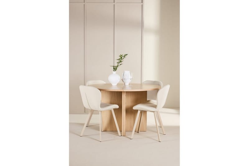 Spisegruppe Strada Rund 120/170 cm Hvit med Lilja Stoler 4 stk - 4 stk - Møbler - Bord - Spisegrupper