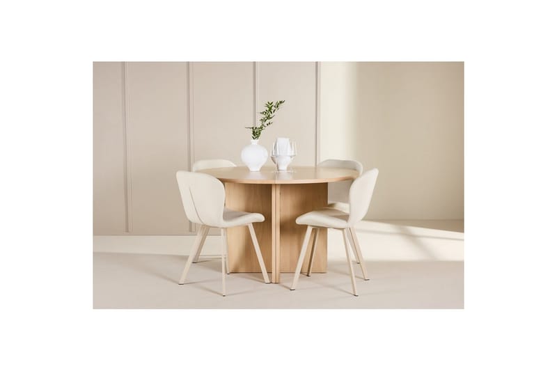 Spisegruppe Strada Rund 120/170 cm Hvit med Lilja Stoler 4 stk - 4 stk - Møbler - Bord - Spisegrupper