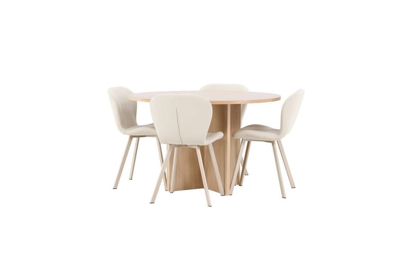 Spisegruppe Strada Rund 120/170 cm Hvit med Lilja Stoler 4 stk - 4 stk - Møbler - Bord - Spisegrupper