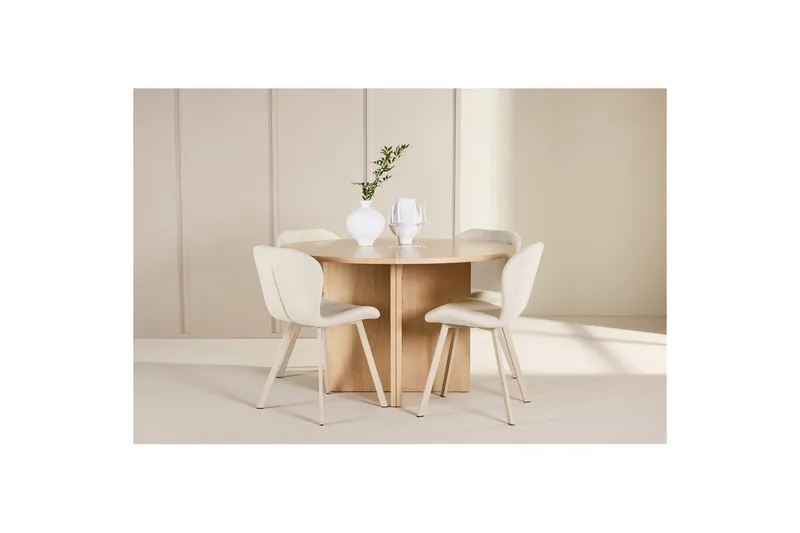 Spisegruppe Strada Rund 120/170 cm Hvit med Lilja Stoler 4 stk - 4 stk - Møbler - Bord - Spisegrupper