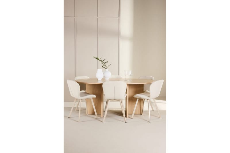 Spisegruppe Strada Rund 120/170 cm Hvit med Lilja Stoler 6 stk - 6 stk - Møbler - Bord - Spisegrupper