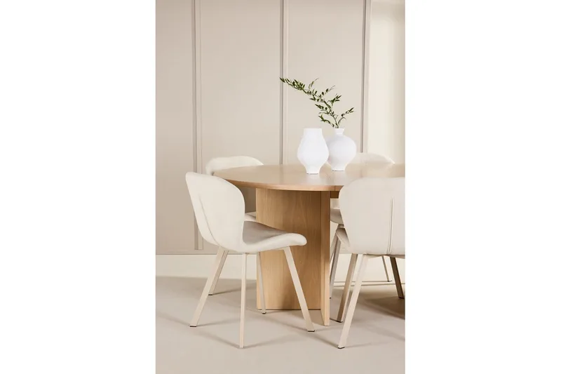 Spisegruppe Strada Rund 120/170 cm Hvit med Lilja Stoler 6 stk - 6 stk - Møbler - Bord - Spisegrupper