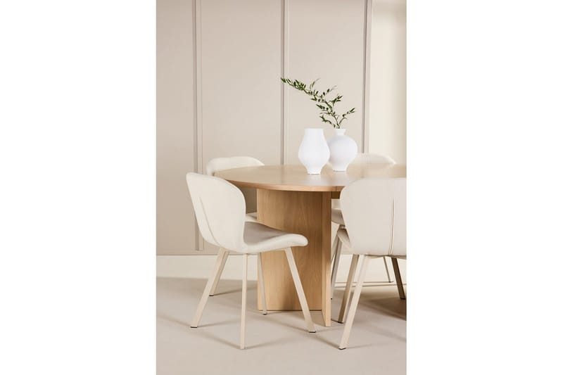 Spisegruppe Strada Rund 120/170 cm Hvit med Lilja Stoler 6 stk - 6 stk - Møbler - Bord - Spisegrupper