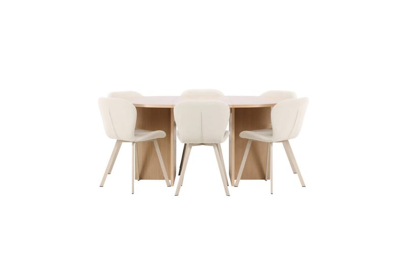 Spisegruppe Strada Rund 120/170 cm Hvit med Lilja Stoler 6 stk - 6 stk - Møbler - Bord - Spisegrupper