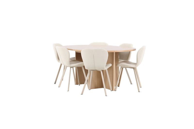 Spisegruppe Strada Rund 120/170 cm Hvit med Lilja Stoler 6 stk - 6 stk - Møbler - Bord - Spisegrupper