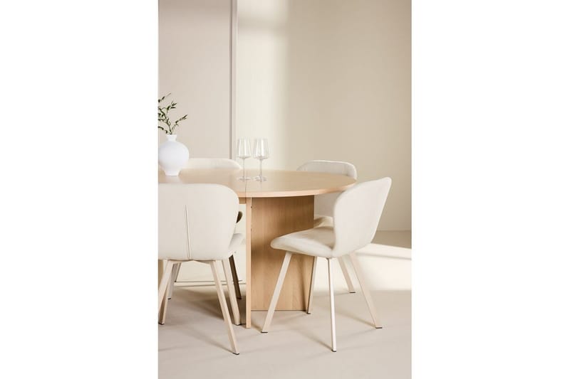 Spisegruppe Strada Rund 120/170 cm Hvit med Lilja Stoler 6 stk - 6 stk - Møbler - Bord - Spisegrupper