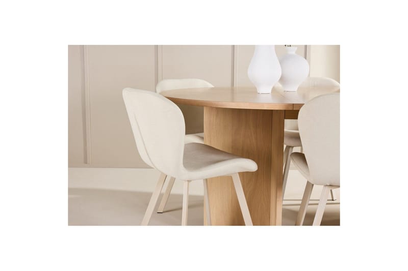 Spisegruppe Strada Rund 120/170 cm Hvit med Lilja Stoler 6 stk - 6 stk - Møbler - Bord - Spisegrupper