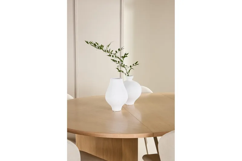 Spisegruppe Strada Rund 120/170 cm Hvit med Lilja Stoler 6 stk - 6 stk - Møbler - Bord - Spisegrupper