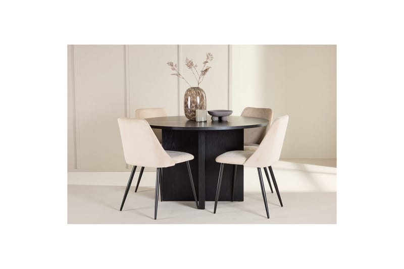 Spisegruppe Strada Rund 120/170 cm Svart med Night Stoler 4 stk - 4 stk - Møbler - Bord - Spisegrupper