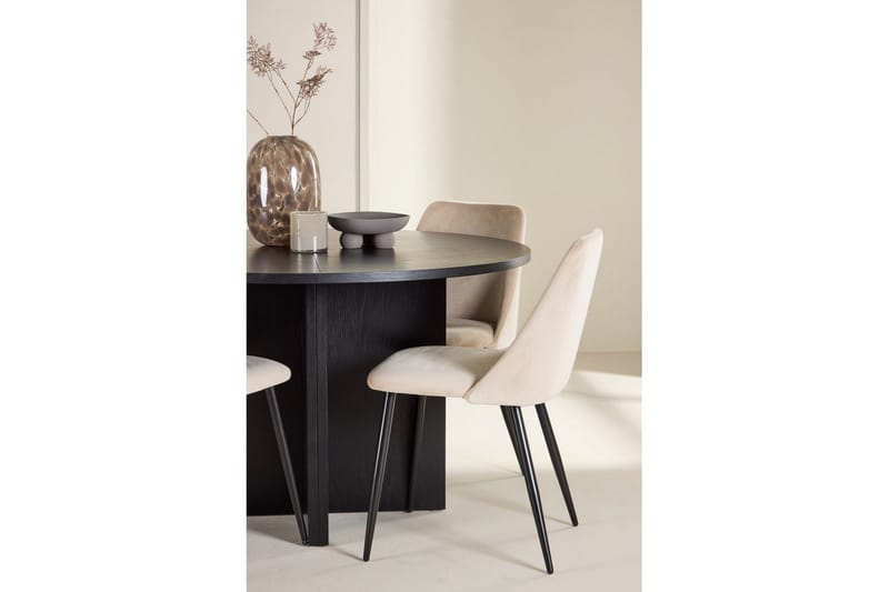 Spisegruppe Strada Rund 120/170 cm Svart med Night Stoler 4 stk - 4 stk - Møbler - Bord - Spisegrupper