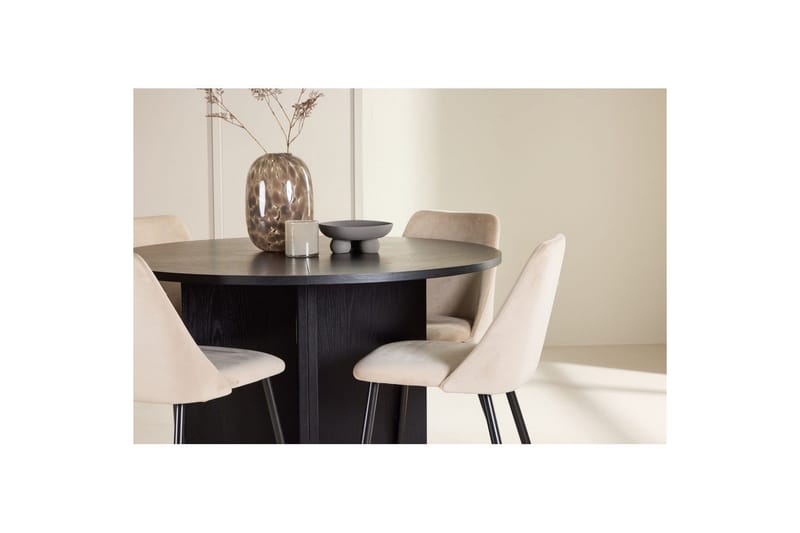 Spisegruppe Strada Rund 120/170 cm Svart med Night Stoler 4 stk - 4 stk - Møbler - Bord - Spisegrupper