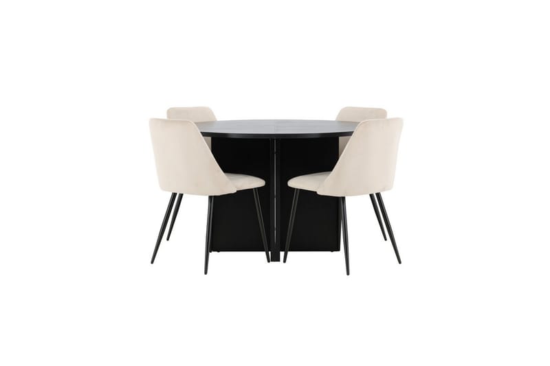Spisegruppe Strada Rund 120/170 cm Svart med Night Stoler 4 stk - 4 stk - Møbler - Bord - Spisegrupper