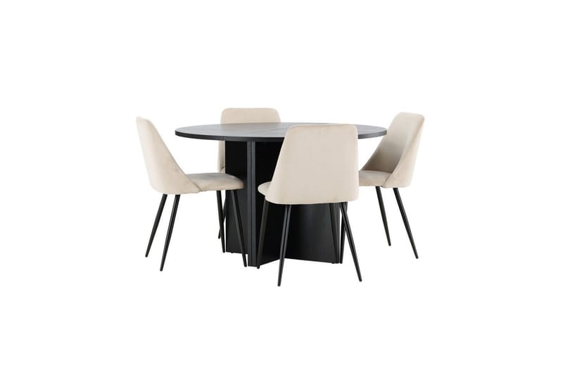 Spisegruppe Strada Rund 120/170 cm Svart med Night Stoler 4 stk - 4 stk - Møbler - Bord - Spisegrupper