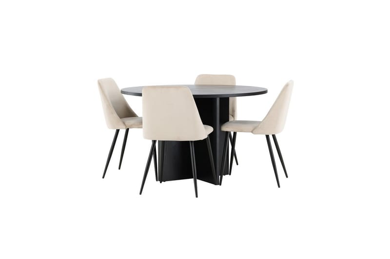 Spisegruppe Strada Rund 120/170 cm Svart med Night Stoler 4 stk - 4 stk - Møbler - Bord - Spisegrupper