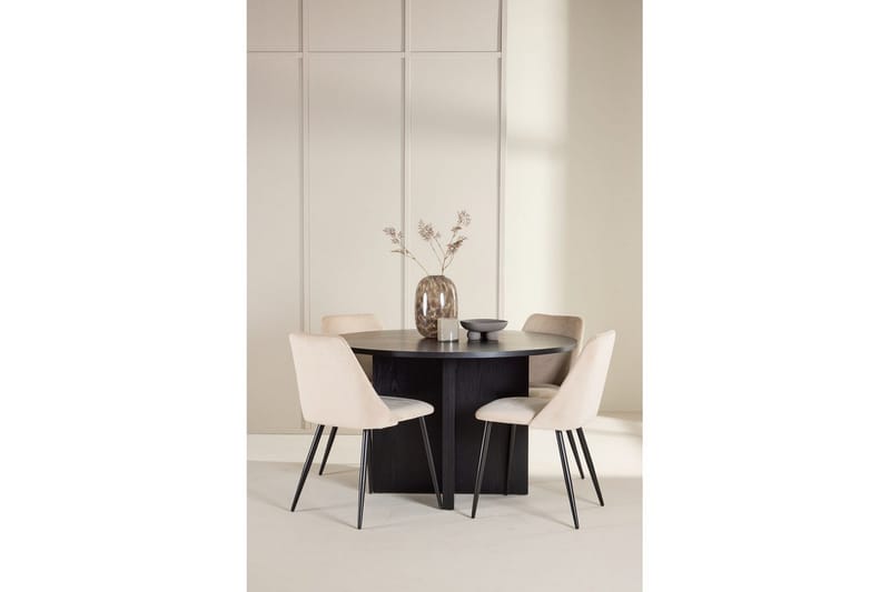 Spisegruppe Strada Rund 120/170 cm Svart med Night Stoler 4 stk - 4 stk - Møbler - Bord - Spisegrupper